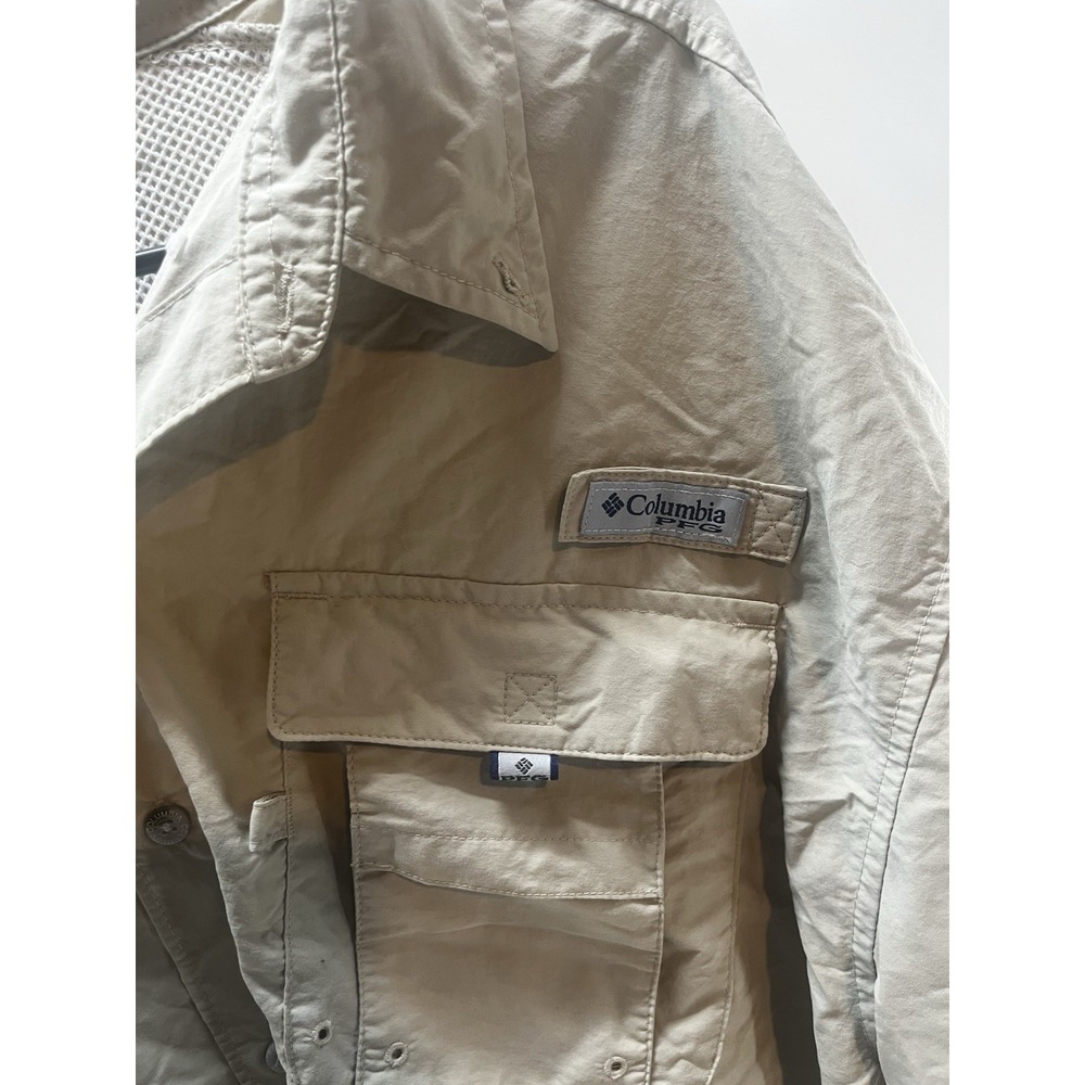 Columbia Bahama PFG Hunting Omni-Shade Nylon Shirt Men's Sz XL In Tan - Picture 2 of 6